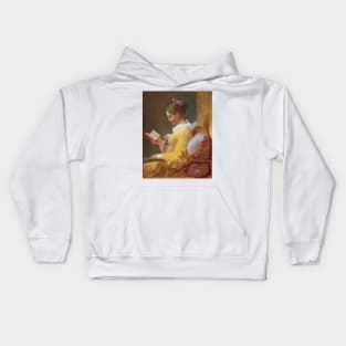 Young Girl Reading Painting by Jean-Honoré Fragonard Kids Hoodie